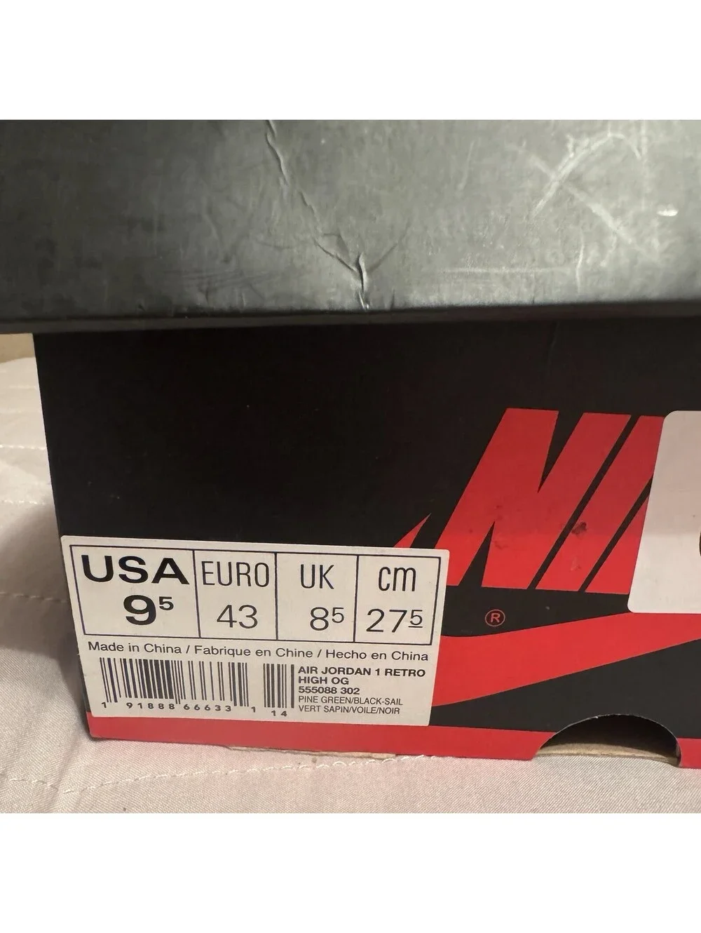 Jordan Air Jordan 1 Retro High OG Pine Green 2018 Leather High Top 555088-302